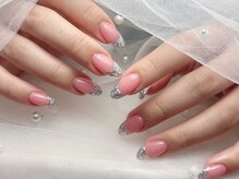ジョアネイル(JOA Nail)/ガラスフレンチ/ピンク/シルバー