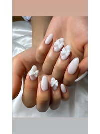 ホワイト/リボンネイル
