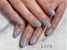 ネイルアトリエルカ(nail atelier LUCA)/W-495 大人上品ブルーラメネイル