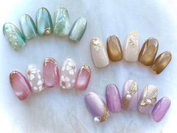 ビューティーサロン ココ(Coco～)の写真/入学シーズンを彩るときめく春ネイルデザイン◎遊び心をプラスした上品華やかな指先を手に♪