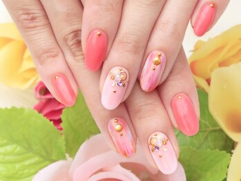 クリスタルネイル ゆめタウン久留米店/おしゃれピンクシャギーネイル