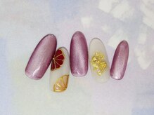 ネイルライフ(NailLife)/和柄手描きフラワーネイル