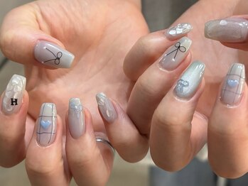 アイネイルズ 天神今泉店(I-nails)/【kie.h】アイスブルーリボン