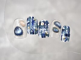 押し花×ツイードネイル