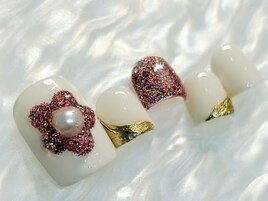 フラワー フットネイル