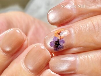 ヌーベルネイル(Nouvelle Nail)/押し花×マグネットネイル