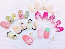 ネイルコレクション ベビーピンク(Baby Pink)/ジェル定額¥9990/手描き＆３Ｄ花