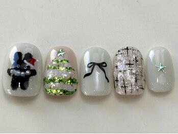 ネイルメゾン 天神店(NAIL MAISON)/クリスマスうさぎツイード¥8800