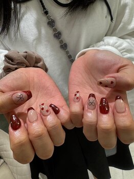 ボルドーリボンネイル