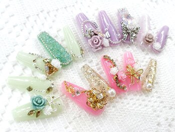 ネイルコレクション ピンク(Nail Collection Pink)/ジェル：フリー★薔薇ネイル