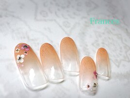 グラデ×お花ホログラム