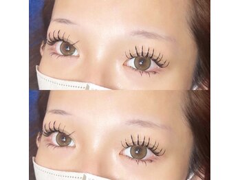 リールエム 深井店(Riru M)の写真/【ダブルフラットラッシュ】地まつ毛をフラットで挟む技術!!くっきりとした仕上がりと束感＆ボリューム☆