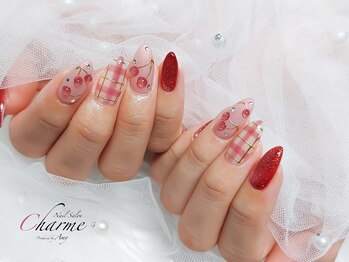 シャルム(Charme)/チェック＆さくらんぼネイル