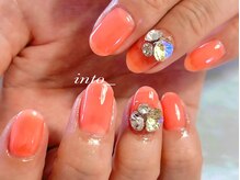 ネイルサロン イントゥ(into_)/ワンカラー　ビジュウ　スワロ