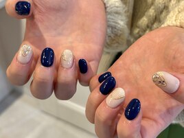 シンプル/キラキラ/冬/ネイビー