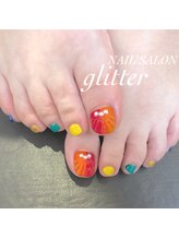 ネイルサロン グリッター(NAIL SALON glitter)/カラフル人魚の鱗フットネイル