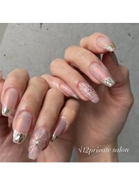 ガラスフレンチ×ぷっくりフラワ