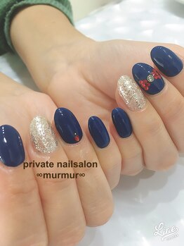 プライベート ネイルサロン マーマ(murmur)/キラキラリボンネイル