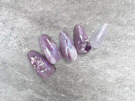 秋ネイル　大理石ネイル