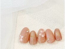 シ ベル 梅田茶屋町店 ネイル(Ci belle)/ぷっくり手描きフラワー/春nail