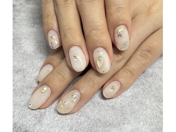 ニュアンスお花　春ネイル