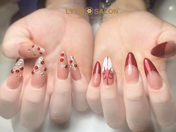 リームサロン 池袋店(LYYM SALON)/赤フレンチ×手描きリボン