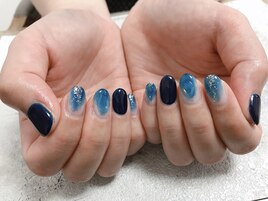 定額A ブルーネイル　夏ネイル