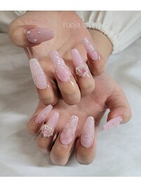 キラキラハートネイル