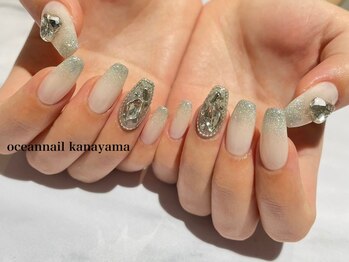 オーシャンネイル 金山店(Ocean Nail)/＃長さだし×ビジューネイル