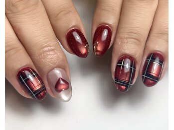 ヒュッゲ(Hygge)/ぷっくりハートと赤チェック