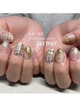 ジェルメ(germer)/ゴールド×ツイードネイル！