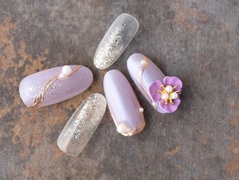サンミーゴネイル 神戸店(Sunmego Nail)/お花ニュアンスパールネイル