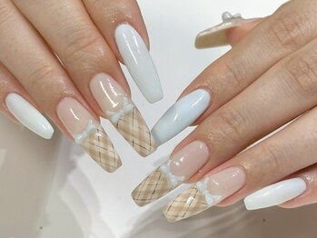 ジェミーネイル シンジュク(Jemiy nail shinjuku)/【Aoi】ガーリーチェック¥10480