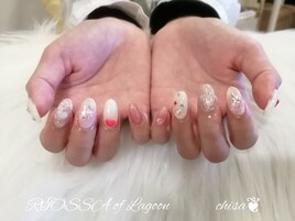 チェックｘ宝石ネイル♪