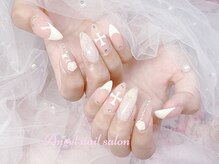 エンジェルネイルサロン(Angel nail salon)/ホワイトフレンチXクロムXバラ