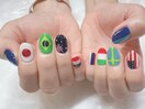 手描き世界国旗ネイル
