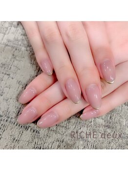 リッシュ ドゥ(RICHE deux)/ゴールド細フレンチネイル