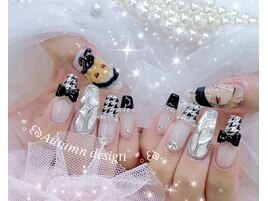 千鳥柄ネイル 埋めつくし