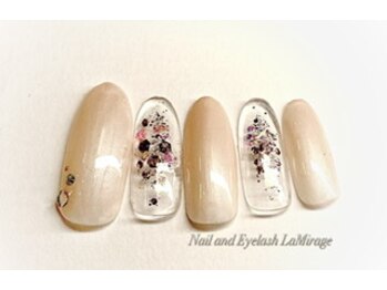 ネイルサロン ラミラージュ/ワンカラー&ラメホロネイル