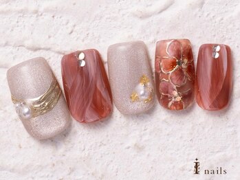 アイネイルズ 横浜WEST店(I-nails)/ニュアンスフラワーホロ10480円