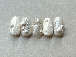 【成人式】ホワイトパールネイル