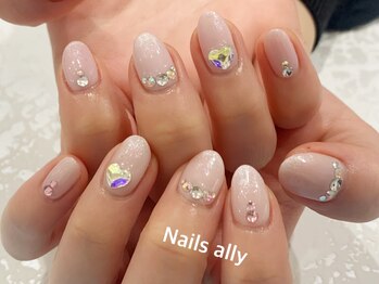 ネイルズアリー 立川店(Nails ally)/ピンクカラー×ハートストーン
