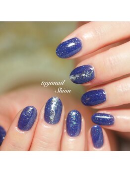 たゆ ネイル(たゆnail)/ブルーキラキラワンカラーネイル