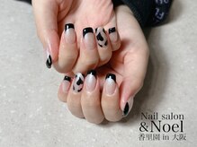 ノエル(Noel)/黒フレンチ×ハートネイル