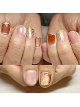 マニエネイル(mani e nail)/mag×ブラウン×ピンク×爪育成