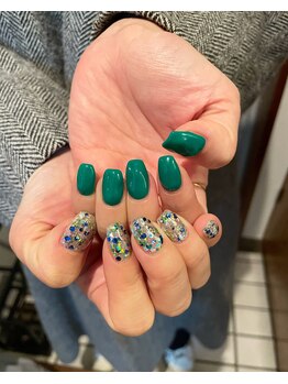ユージューネイルルーム(UJU nail room)/チグハググリッターワンカラー