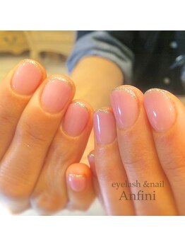 アンフィニ(Anfini)/ワンカラーにラメフレンチ☆