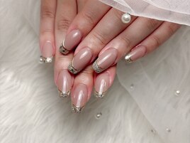 スカルプガラスフレンチネイル