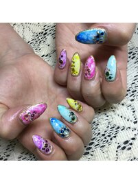 カラフルマーブルネイル