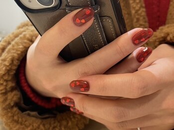 ホログラムハートうめこみネイル